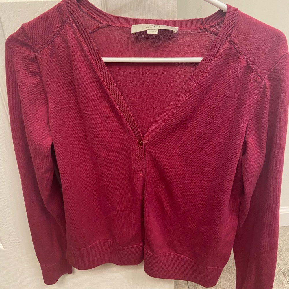 LOFT Women's Magenta Cardigan